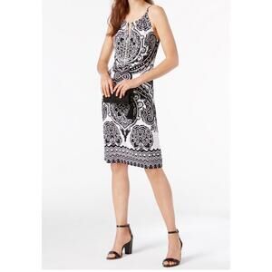 INC International Concepts Dress Women's PXS Paisley Print Black & White NWT